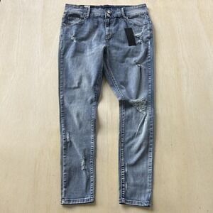 Chic Denim Asha Ankle Grazer Jeans Womens 14 Light Wash Distressed Denim